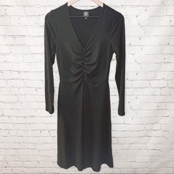 Bobeau Gathered V-neck Dress Black Size Small NWOT - Picture 1 of 4